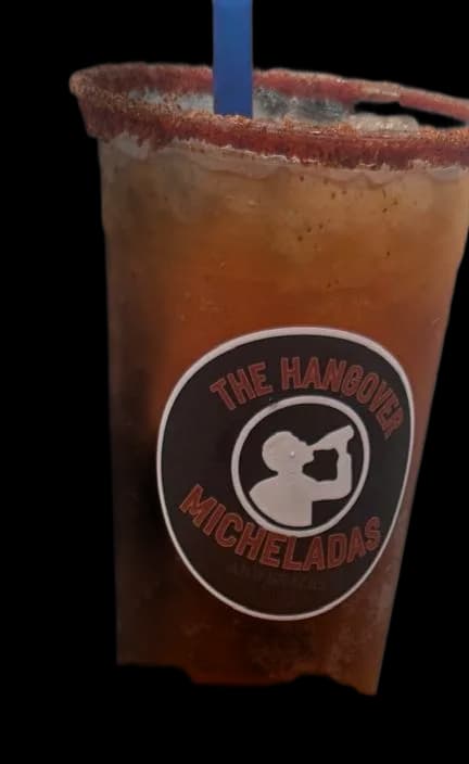 Michelada with a chamoy and Tajín rim in a The Hangover cup
